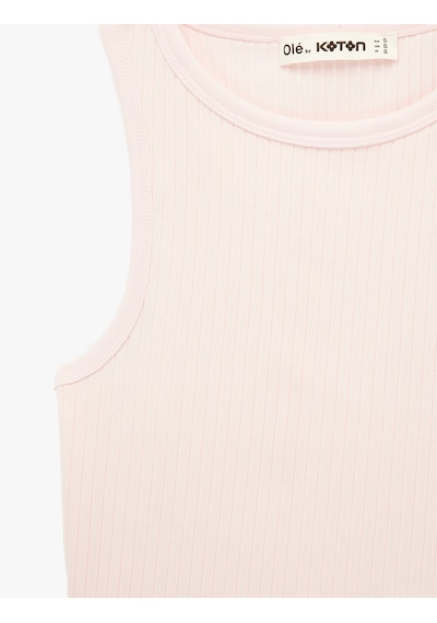 Koton Pamuklu Kaşkorse Kolsuz Bisiklet Yaka Bluz Pembe 6sal30052ık Gül