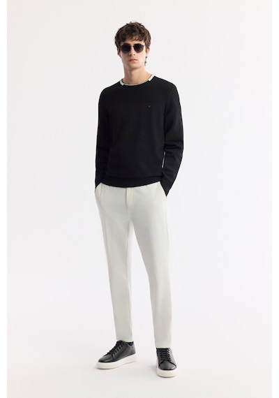 Avva Erkek Siyah Bisiklet Yaka Dokulu Rayon Tüylenmeyen Regular Fit Triko Kazak A51y5156