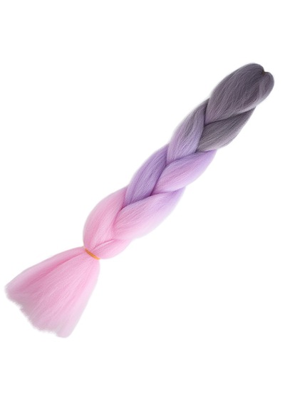 Afrika Örgülük Ombreli Sentetik Saç 100 Gr. - Soft Gri / Lila / Pembe