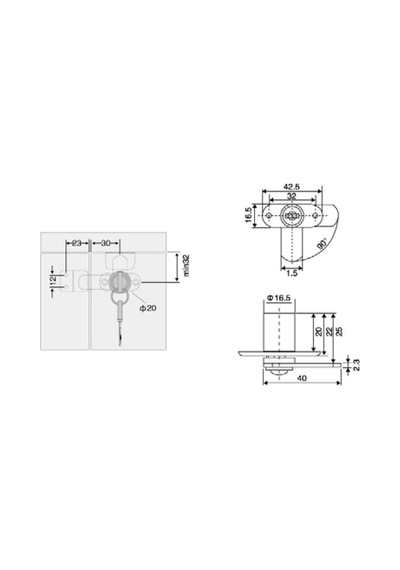 Canex Mandallı Çift Kapak Kilidi D 16 Mm x L 22