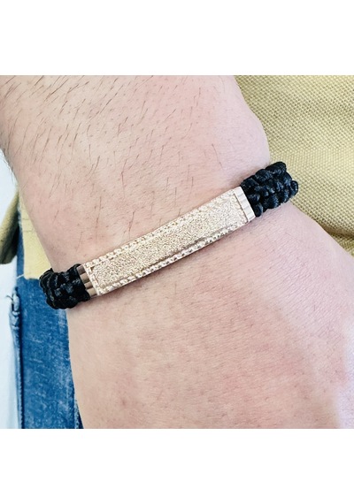 Gümüş Erkek Bileklik,14k Rose Altın Kaplama Isim Yazılabilir