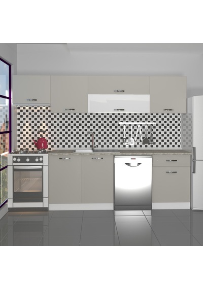 Decoraktiv Elite 280y Mdf Hazır Mutfak Dolabı - Tezgah Dahil - Kumtaşı Kum Beji