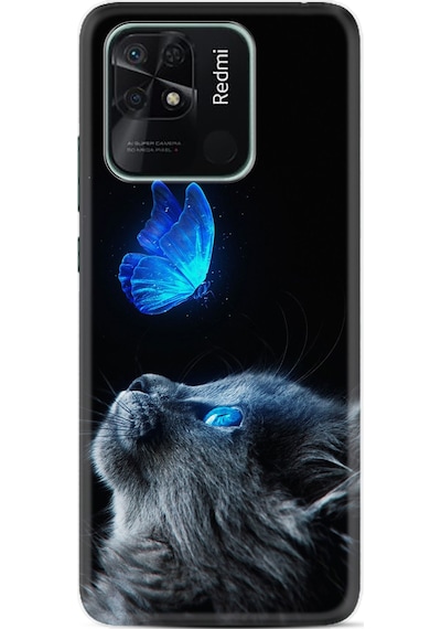 Xiaomi Redmi Poco C40 Kılıf Resimli Desenli Silikon Platinium Series Butterfly Cat 1891