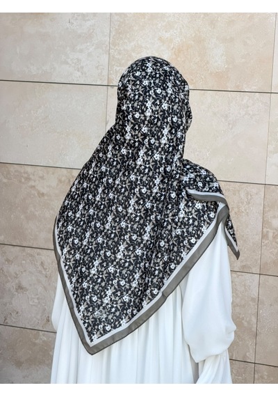 Qalortex Scarf Meyra Desen B.boy Eşarp - Siyah