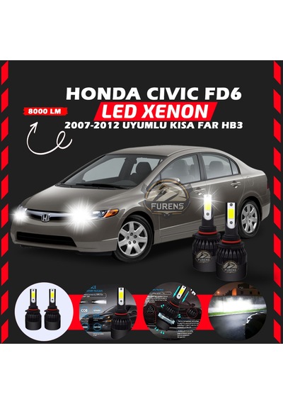 Honda Civic Fd6 2007-2012 Kısa Far Uyumlu Şimşek Etkilii Led Xenon Light Series Hb3