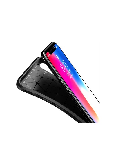 Apple Uyumlu iPhone Xs Max Karbon Desenli Negro Silikon Kılıf