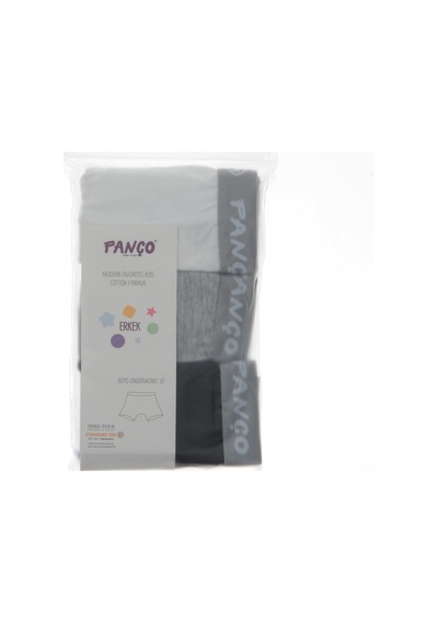 Panço Erkek Çocuk Renkli Basic 3'lü Boxer - İç Giyim Beyaz
