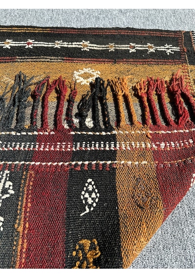 Burak Halı El Dokuma Dekoratif Kilim 92 x 123 Kök Boya Kiremit Kırmızı