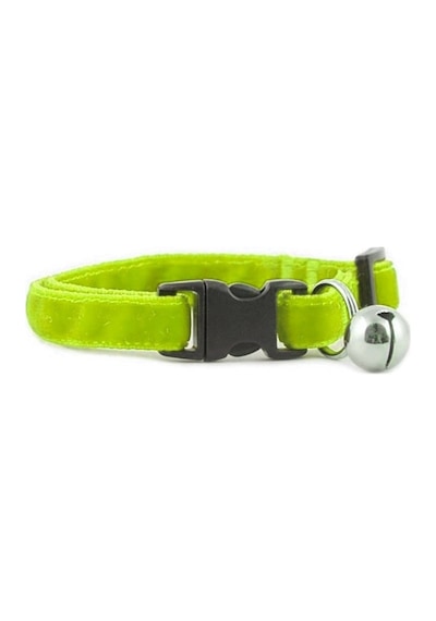 Markapet Kedi Boyun Tasması Kadife Dokulu Çanlı 1 30 Cm Neon Sarı