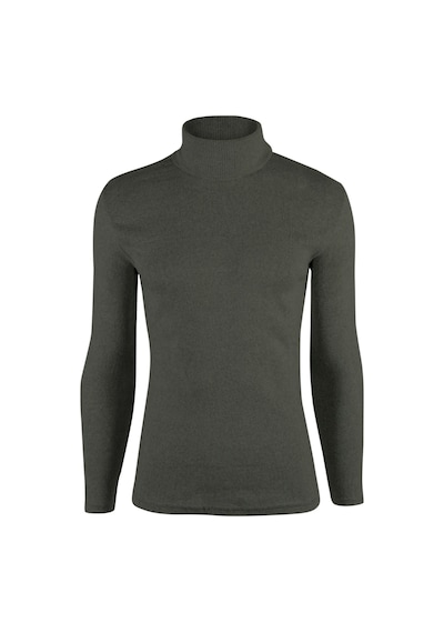 Erkek Haki Kırçıllı Balıkçı Yaka Boğazlı Slim Fit Kazak Haki