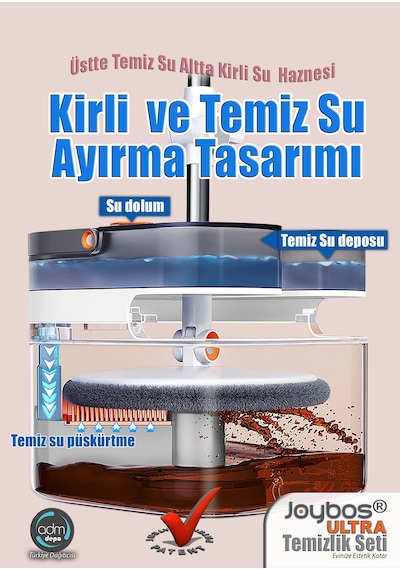 Joybos Temiz ve Kirli Suyu Ayıran 2 Başlıklı Temizlik Seti