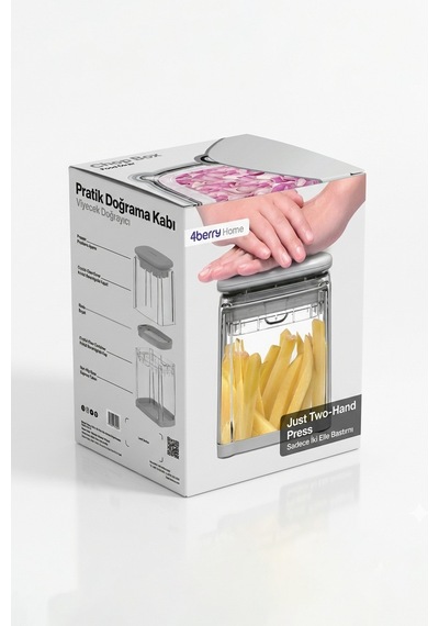 Chop Box Basmalı Sebze Doğrayıcı 3/8 İnç Paslanmaz Çelik Bıçaklı Küp Kesim Aparatı Beyaz