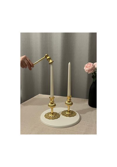 Ladıes 2'li Gold Rengi Şamdan & Dekoratif Mum Söndürücü Obje Seti Gold - 815037726 Gold
