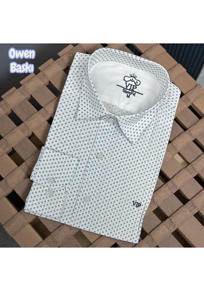 Slim Fit Pamuklu Uzun Kollu Cepsiz Gömlek Slim Fit Kalıp Beyaz