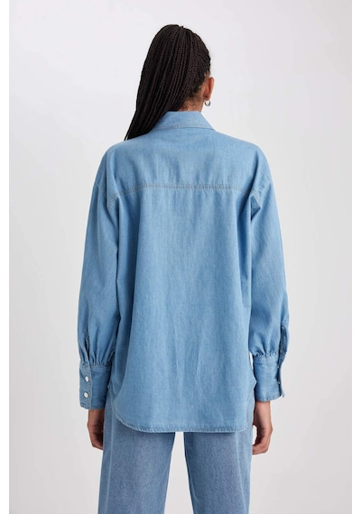 Defacto Fashion Fit Jean Gömlek B2391AX23HSNM28 Mavi
