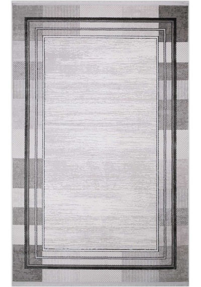 Voyage %100 Akrilik Yumuşak Dokulu Halı Kilim Salon Mutfak Koridor Yolluk Dokuma Makine Halısı Ac-410 Gri