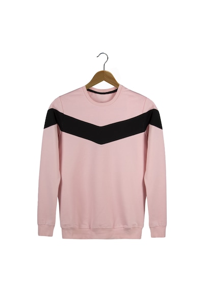Terapi Men Erkek Bisiklet Yaka Pembe Sweatshirt Pembe