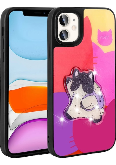 Zore Apple Uyumlu iPhone 11 Kılıf Parlayan Kabartmalı İkonik Figürlü Amas Silikon Kapak - Mor Mor