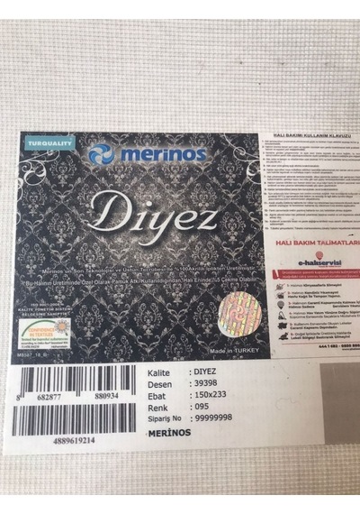 Merinos Halı 200x290 Diyez Koleksiyonu 39398-095 Gri