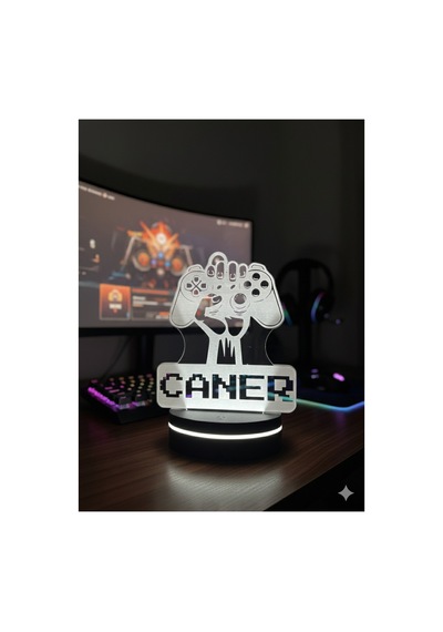 Kişiye Özel Led Işıklı Gaming Masa Lambası İsim Yazılı Oyuncu Gece Lambası Çok Renkli
