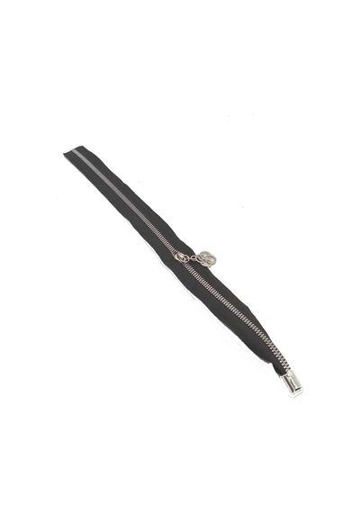 Angel Çanta Aksesuar Tek Stoplu 45 Cm Fermuar Gümüş Metal Siyah Renk