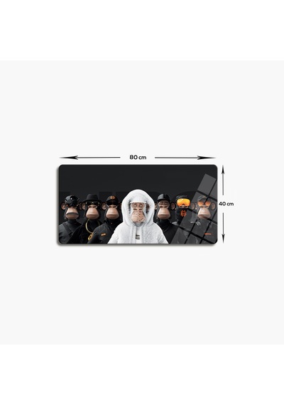 Cam Tablo Modern Art Serisi Crime Monkey Yatay 40x80