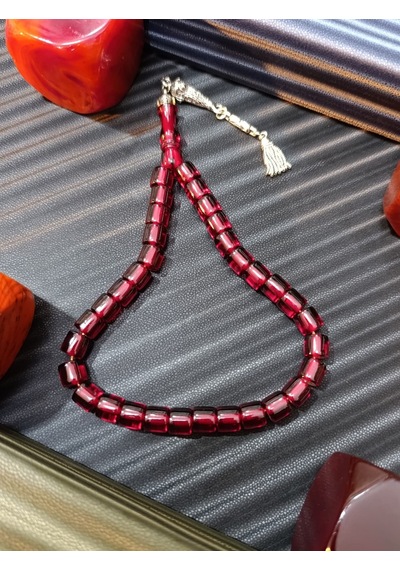 Çubuk Kehribar Tesbih Derin Bordo