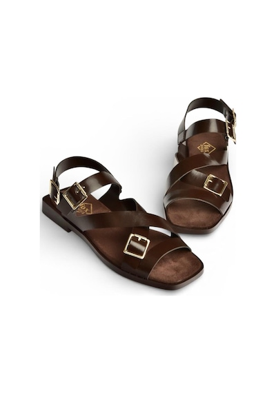 Fox Shoes Y458702660 Kahverengi Rustik Toka Detaylı Kadın Sandalet Kahverengi