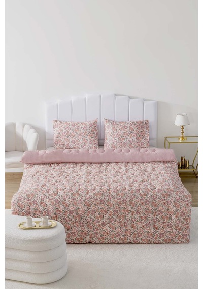 Rivaistanbul Pembe Bahar Çift Kişilik Çift Taraflı Kapitone Yorgan 200x215 Cm Pembe