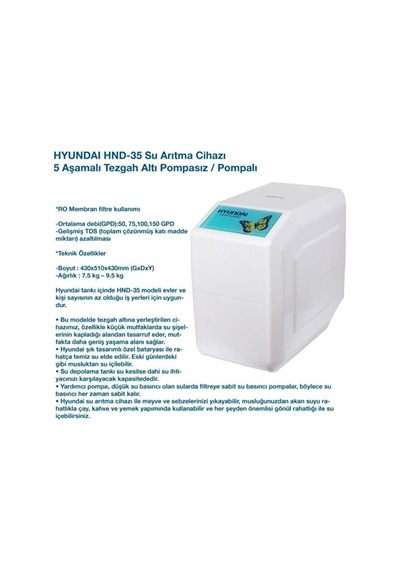 Hyundaı Hnd-35 Su Arıtma Cihazı Montajhariç