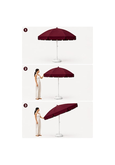 Bordo 200 Cm Çap/10 Telli Plaj Şemsiyesi + Şemsiye Kılıfı, Bidonsuz
