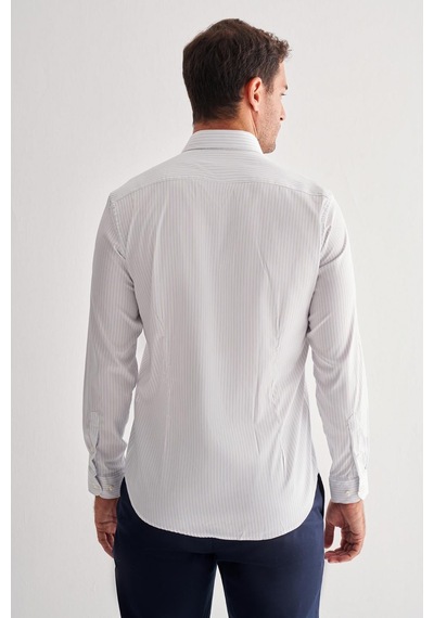 İmza Beyaz Yarım İtalyan Yaka Uzun Kol Cepsiz Slim Fit Cls Gömlek 1004255174 Leylak Beyaz