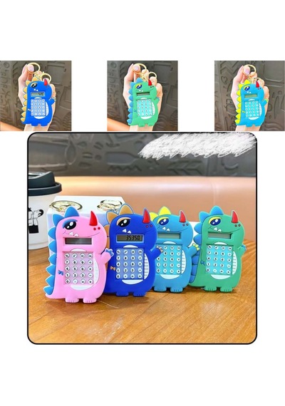Mini 8 Haneli Hesap Makineli Labirent Oyunlu Dinazor Anahtarlık 1 Adet Ebat: 9,3 Cm X 5,9 Cm Lacivert