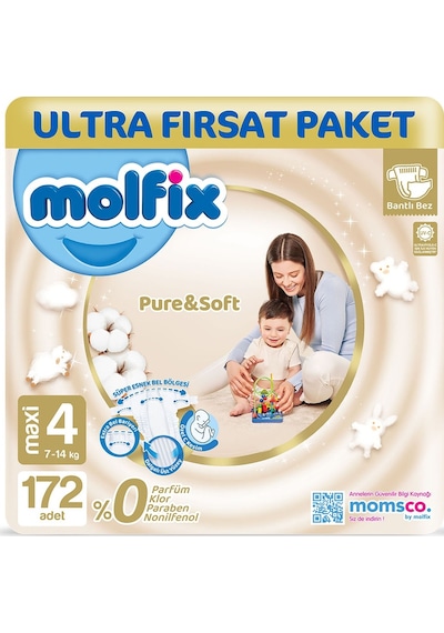Molfix Pure & Soft Bebek Bezi 4 Beden Maxi 172 Adet