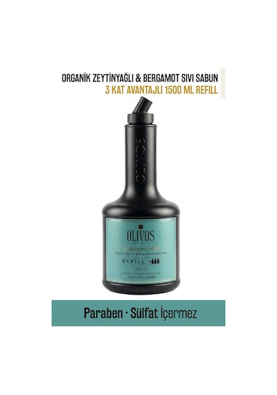 Poseidon S Mist Zeytinyağlı Bergamot Kokulu Sıvı Sabun Refill 1500 Ml 3x500 Ml Ekonomik Paket