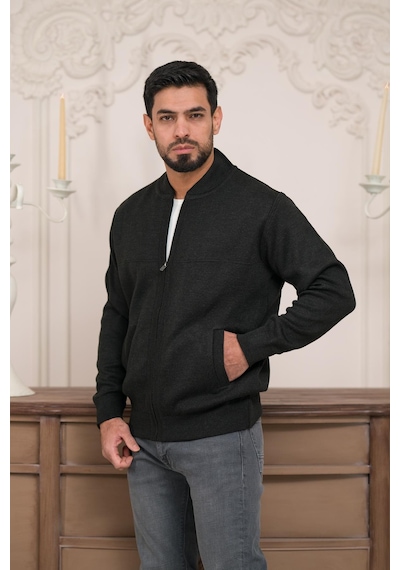 Woolen World Pilot Yaka Fermuar Kapamalı Klasik Kesim Astarlı Çelik Örgü Hırka Antrasit Woolen World Pilot Yaka Fermuar Kapamalı Klasik Kesim Astarlı Çelik Örgü Hırka Antrasit