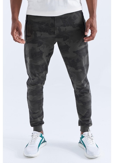 Tommy Life Haki Kamuflaj Desenli Dar Kalıp Jogger Erkek Eşofman Alt - 84754 Haki