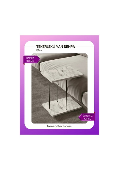 Tekerlekli Yan Sehpa Efes