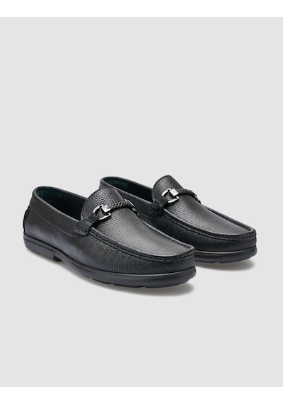 Cabani %100 Hakiki Deri Siyah Toka Detaylı Erkek Loafer Siyah