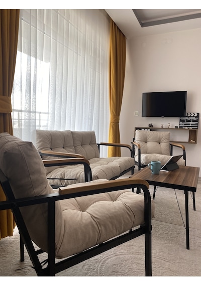 Modern Mars Balkon, Bahçe, Cafe - Salon - Metal Kanepe Koltuk Takımı - 2+1+1 + Sehpa Krem Modernsh55 Krem