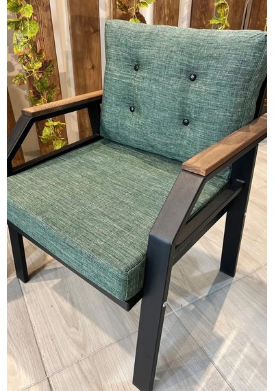 Ard & Garden 2 1 1 Balkon Takımı, Çay Seti, Metal Koltuk Takımı, Bahçe Takımı, Bahçe Mobilyası Koyu Yeşil