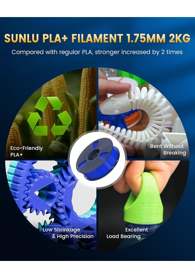 Pla+2.0 3d Yazıcı Filamenti, Yükseltme Pla+ Filament 1,75 Mm, Daha Sert Ve Daha Güçlü, Düzgün Sarılmış Pla Plus Filament, Boyutsal Doğruluk +/- 0,02 Mm, 1 Kg Makara 2,2 Lb , Beyaz