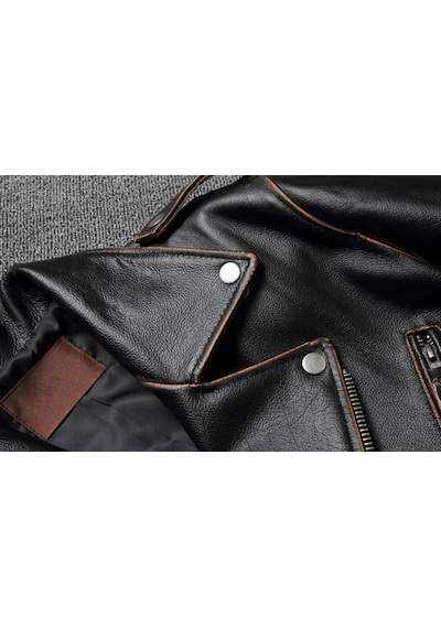 Nyc Giyim Tekstil & Deri Eskitme Biker Mont Hakiki Deri Siyah - Kahverengi