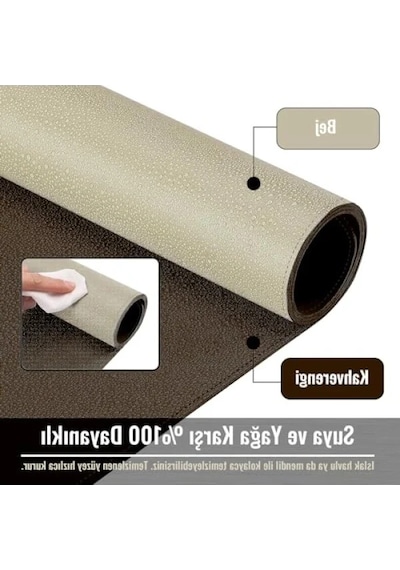Çift Renk Dikişli Pu Deri Masa Matı - 80x40 Cm, Su Geçirmez 103 Ivory