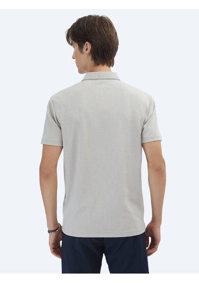 Kip Bej Jakarlı Polo Yaka T-shirt Bej