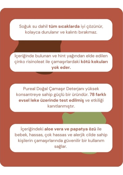 Pureal Doğal Çamaşır Deterjanı - 60 Yıkama 1 Kg