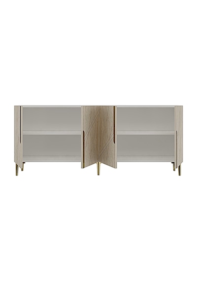 Ka1828btg Evva Konsol Ve Tv Sehpası Beyaz-traverten-gold 180cm Beyaz - Traverten