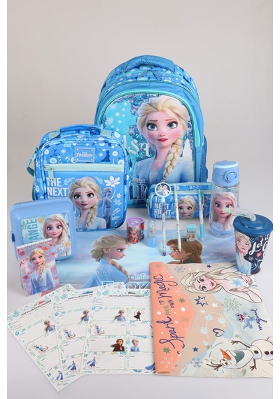 X Dekomus Lisanslı "ıce Queen Collection" Elsa Frozen Full Kırtasiye Seti Okul,kalem Ve Beslenme Çantası,beslenme Kabı,500 Ml Matara Seti Altın