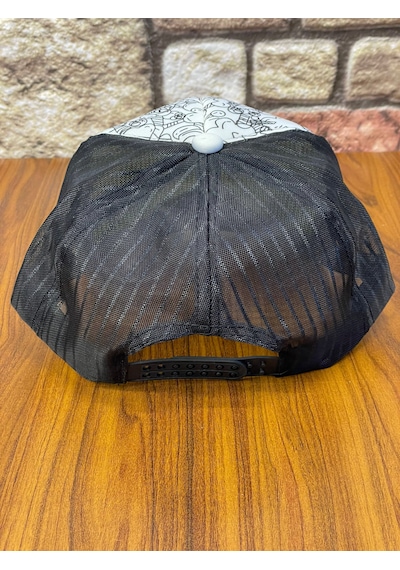 Hamze Trucker Model Baskılı Hafif Yazlık Beyzbol Cap Şapka Beyaz - Siyah