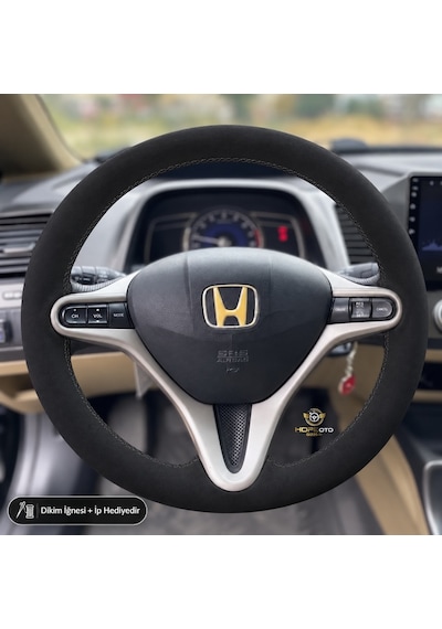 Honda Cr-v Mk3 Direksiyon Kılıfı Alcantara Süet Monza Black Serisi Siyah 2007-2012